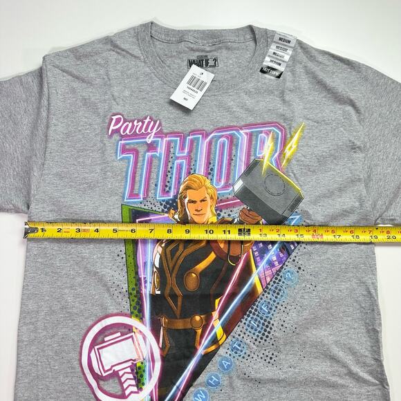 3/$20 Marvel NWT Adult Medium Gray "What If?" Party Thor Cotton Blend T-Shirt - Picture 6 of 7